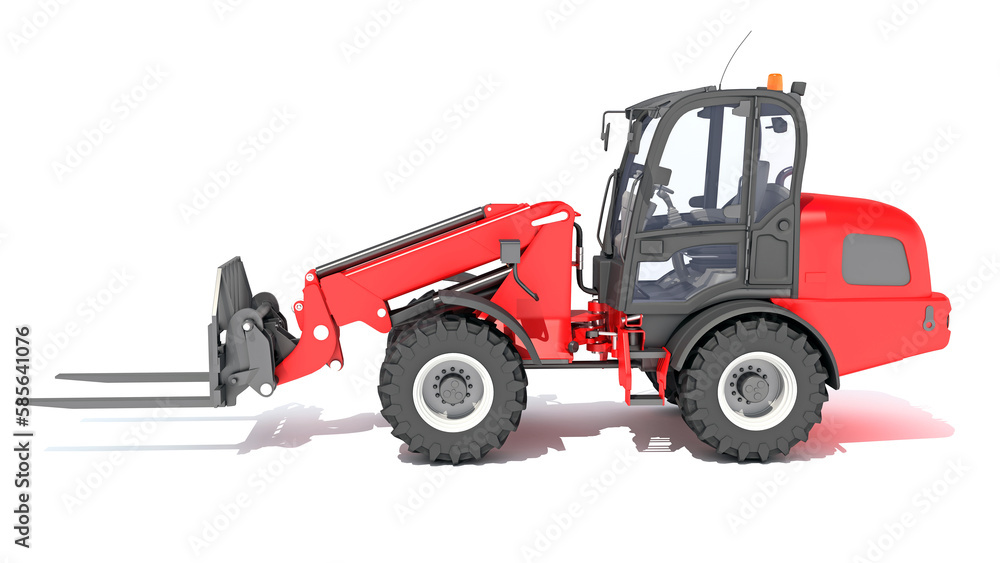 Telescopic Wheel Loader 3D rendering on white background Telescopic Wheel Loader 3D rendering on white background