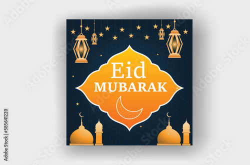 Eid mabarak islamic celebaration social media post design