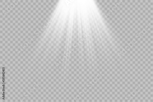 Bright beam of light on a transparent background.