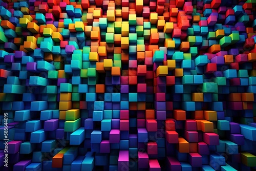 vibrant abstract background featuring a central cube motif. Generative AI