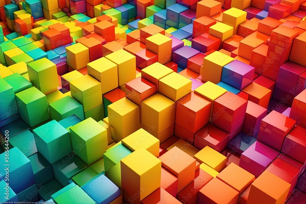 Obraz premium colorful cube pattern with different shapes and sizes. Generative AI