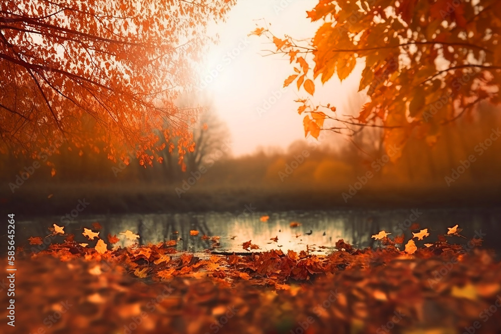 Beautiful autumn landscape. Generative AI	