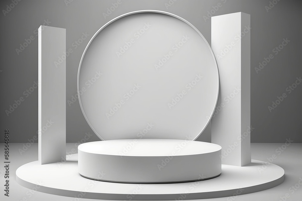 3D render, Minimal empty podium or pedestal display, Blank product shelf for presentation. Generative ai 3D render, Minimal empty podium or pedestal display, Blank product shelf for presentation. Generative ai