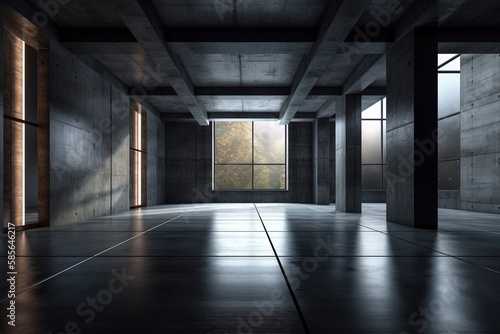 an empty room filled with natural light from multiple windows. Generative AI