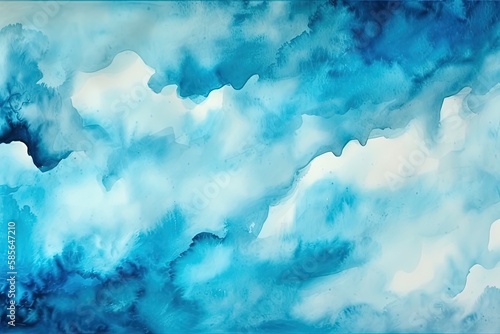 serene sky with billowing clouds in shades of blue and white. Generative AI