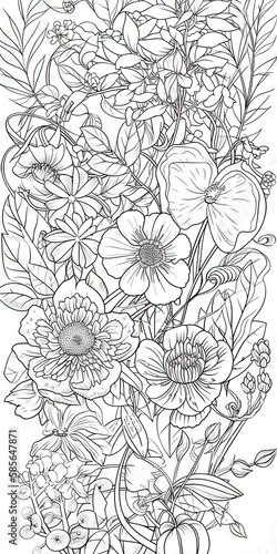 Wallpaper Mural Page de livre de coloriage d'art en ligne, floral, fond blanc Torontodigital.ca