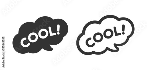 Cool! speech bubble icon. Cute black text lettering vector illustration.