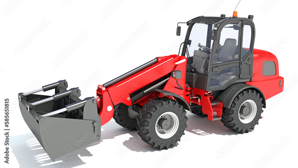 Telescopic Wheel Loader 3D rendering on white background Telescopic Wheel Loader 3D rendering on white background