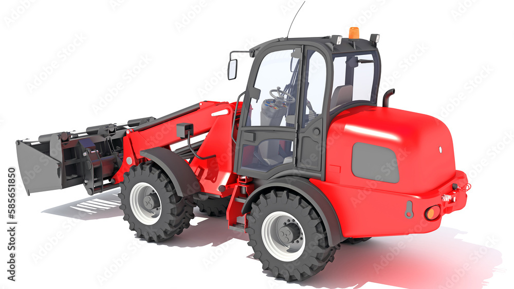 Telescopic Wheel Loader 3D rendering on white background Telescopic Wheel Loader 3D rendering on white background