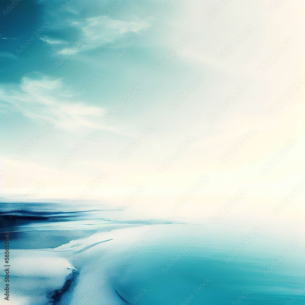 beautiful coast and blue sky copyspace ink and water style with Generative AI.