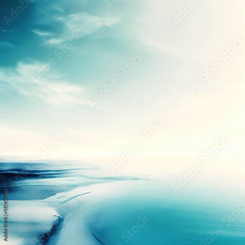 beautiful coast and blue sky copyspace ink and water style with Generative AI.