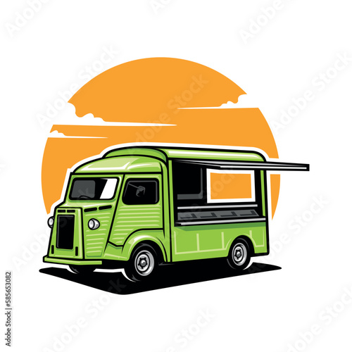 retro taco food truck illustration vector