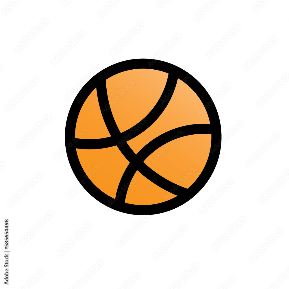 flat illustration of a basket ball on white background