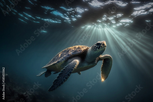 turtles swimming in the sea, generative ai © jambulart
