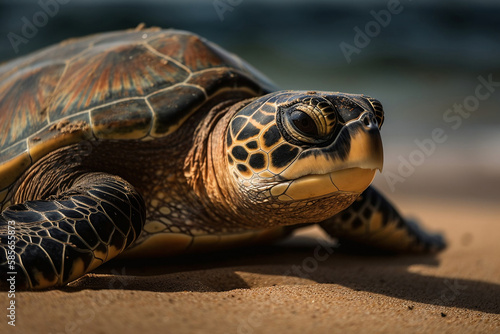 turtle on the beach, generative ai