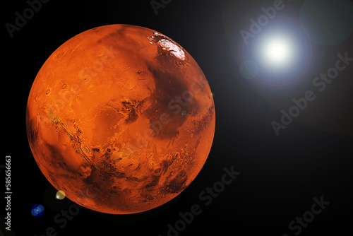 Planet Mars on a dark background. Elements of this image furnishing NASA. photo