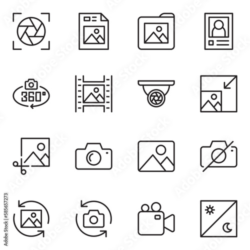 set of camera line icons. camera icons set. image, photography, multimedia, lens, picture, rotation, photograph