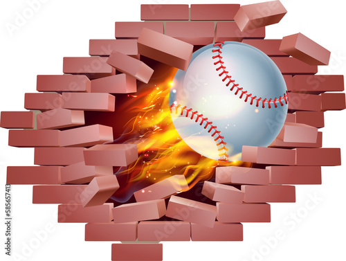 Baseball Ball Flame Fire Br...