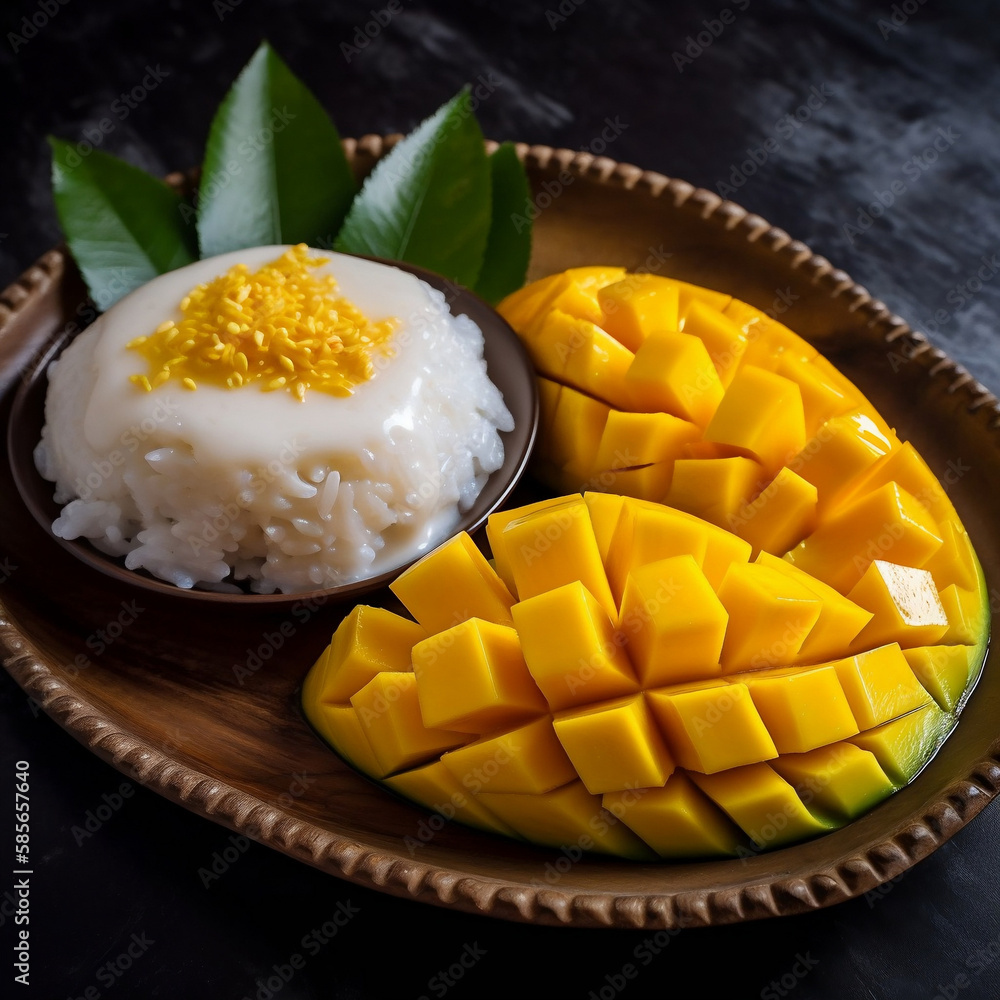 mango with coconut milk, It's called mango sticky rice. mango with coconut milk, It's called mango sticky rice.