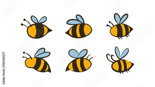 Cute bee icon logo cartoon for honey products illustration design