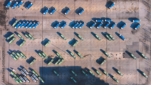 Buses in the parking area