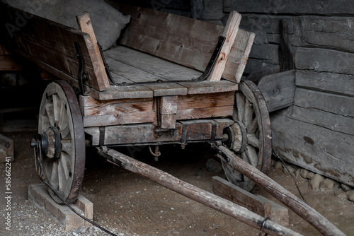  old rough wooden cart.