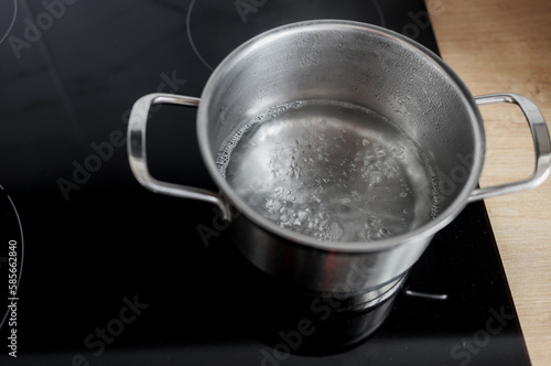 Pot of Boiling Water with Steam