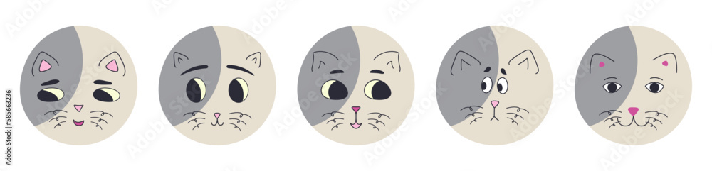 Funny cat face, abstract personage, mascot design, funny face, cute icon. Funny cat face, abstract personage, mascot design, funny face, cute icon.