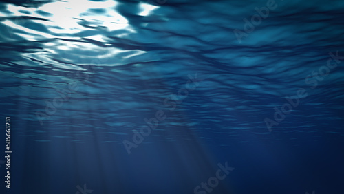 3D illustration rendering Underwater of ocean waves.