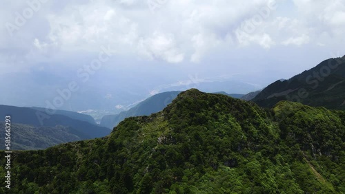Mount Cangshan in Dali Mountains, China - Aerial Drone establishing View photo