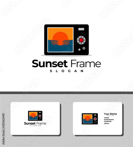 Beach sunset in frame logo