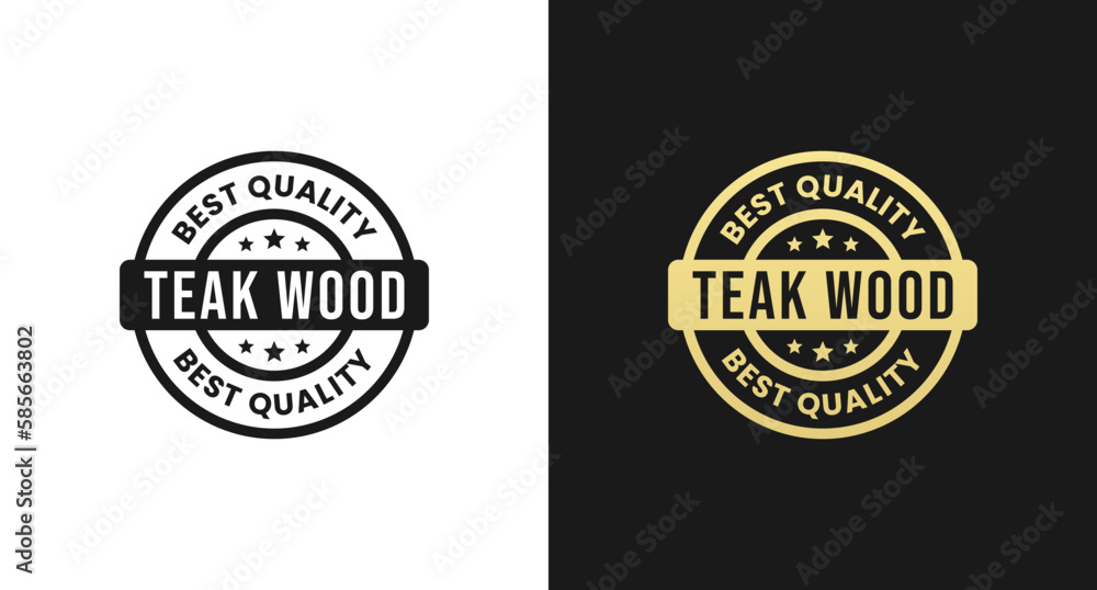 Teak wood label or Teak wood stamp vector isolated in flat style. Best Teak wood label vector for packaging design element. Teak wood stamp vector for product packaging design element.