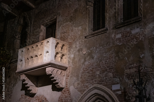 Romeo and Juliet's famous balcony at night