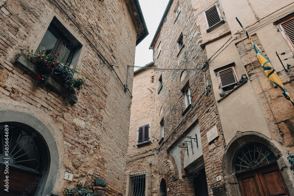Traditional Italian architecture in medieval Tuscany village