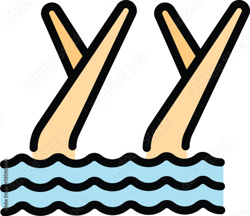 Swimming dancing icon. Outline Swimming dancing vector icon for web design isolated on white background color flat