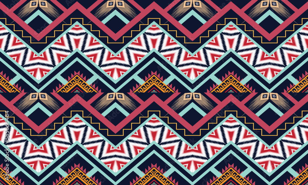 Seamless hand drawn chevron pattern with aztec ethnic and tribal ornament for background,fabric,wrapping,clothing,wallpaper,Batik,carpet,embroidery style.	