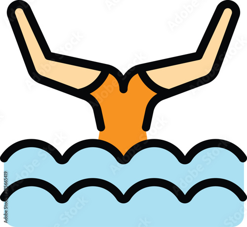 Solo synchronized swimming icon. Outline Solo synchronized swimming vector icon for web design isolated on white background color flat