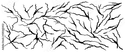 Hand drawn cracked wall, ground, glass, egg. doodle break set. vector illustration