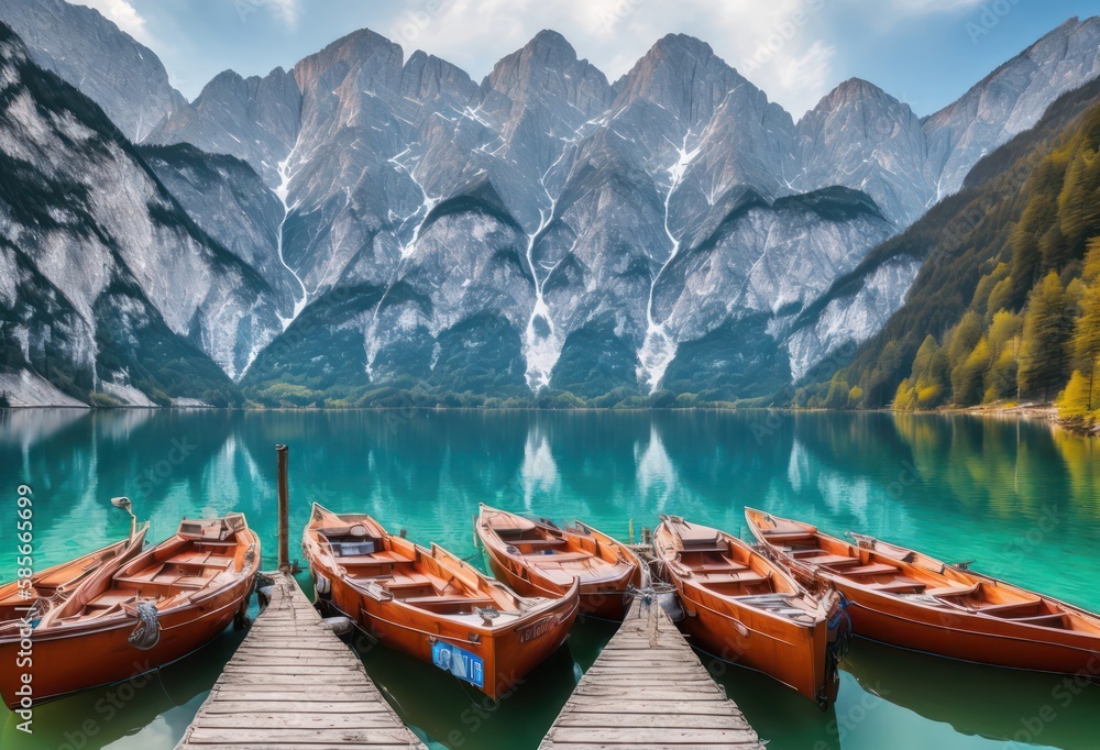 mountain sea view, boats on the lake, Mountain, Boats, River, Forest, Ocean, Adventure Awaits: A Boat and Mountain Expedition
