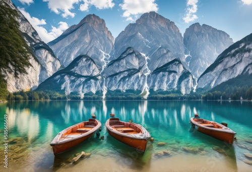 boats on the lake with mountain in Background, Where Land Meets Water: A Mountain and Sea Adventure 