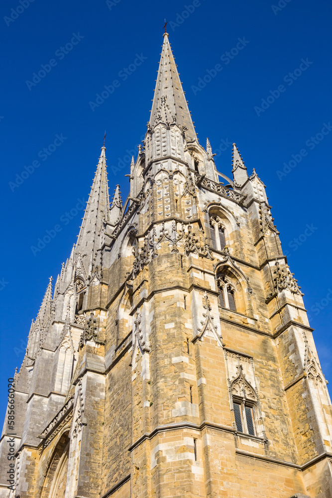 Towers of the historic cathedral of Bayonne, France