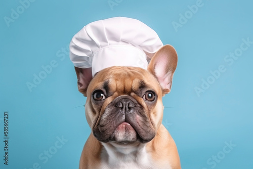 French bulldog in a chef's hat. Generative AI. © YULIYA