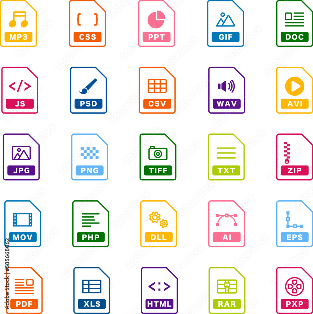 Extension icon set drawn with simple lines