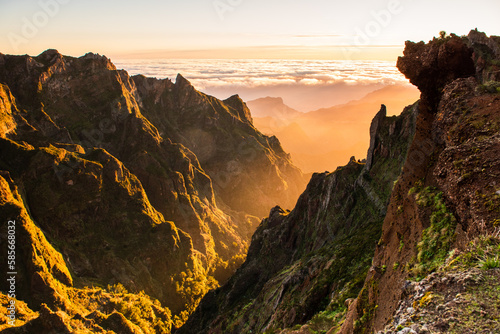 Photography Beautiful sunrise in Madeira highest mountains range