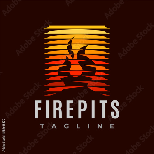 Colorful abstract flame fire pit logo design