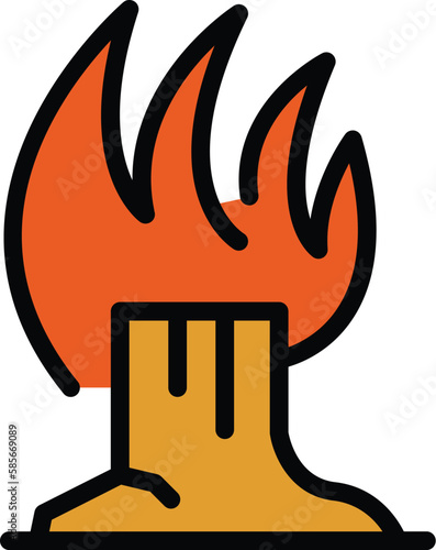 Flame trunk icon. Outline Flame trunk vector icon for web design isolated on white background color flat