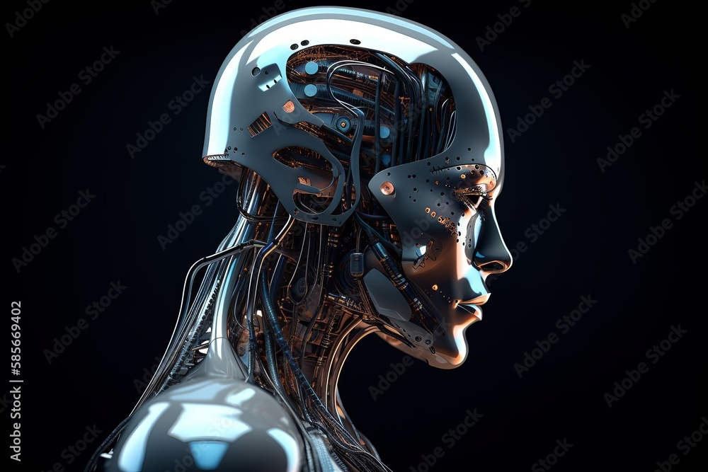 The Ultimate Futuristic Robot Head: A Detailed Profile of a Cybernetic Marvel in Stunning Isolation, Generative AI. The Ultimate Futuristic Robot Head: A Detailed Profile of a Cybernetic Marvel in Stunning Isolation, Generative AI.