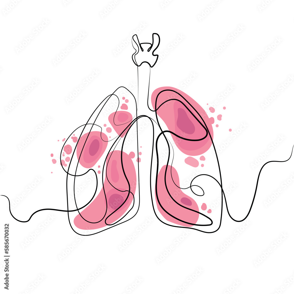 Human lungs organ continuous line drawing in trendy Minimal style ...