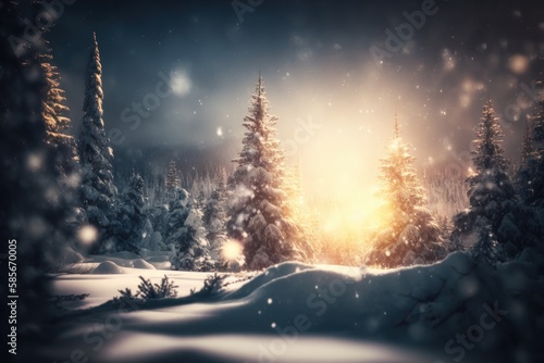 Mysterious winter landscape of majestic mountains. Beautiful illustration picture. Generative AI