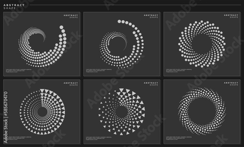 Modern technology pixel circle halftone abstract logo vector set